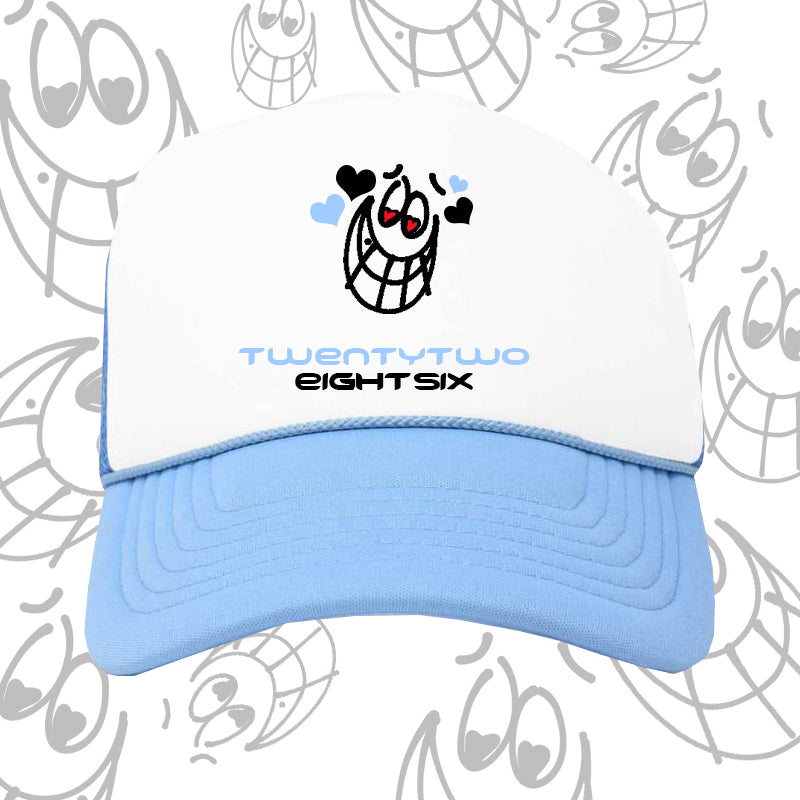Baby Blue Smiley Trucker Hat